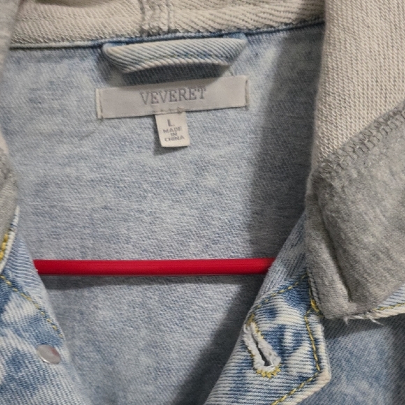 Denim Jacket with Gray Hood - Picture 2 of 4